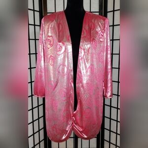 ​Vintage Risa Ann NY Pink Metallic Floral Overlay Women 16.5 Grandmacore